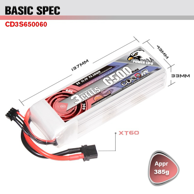 CODDAR Lipo 3s 11.1V 6500mAh 60c