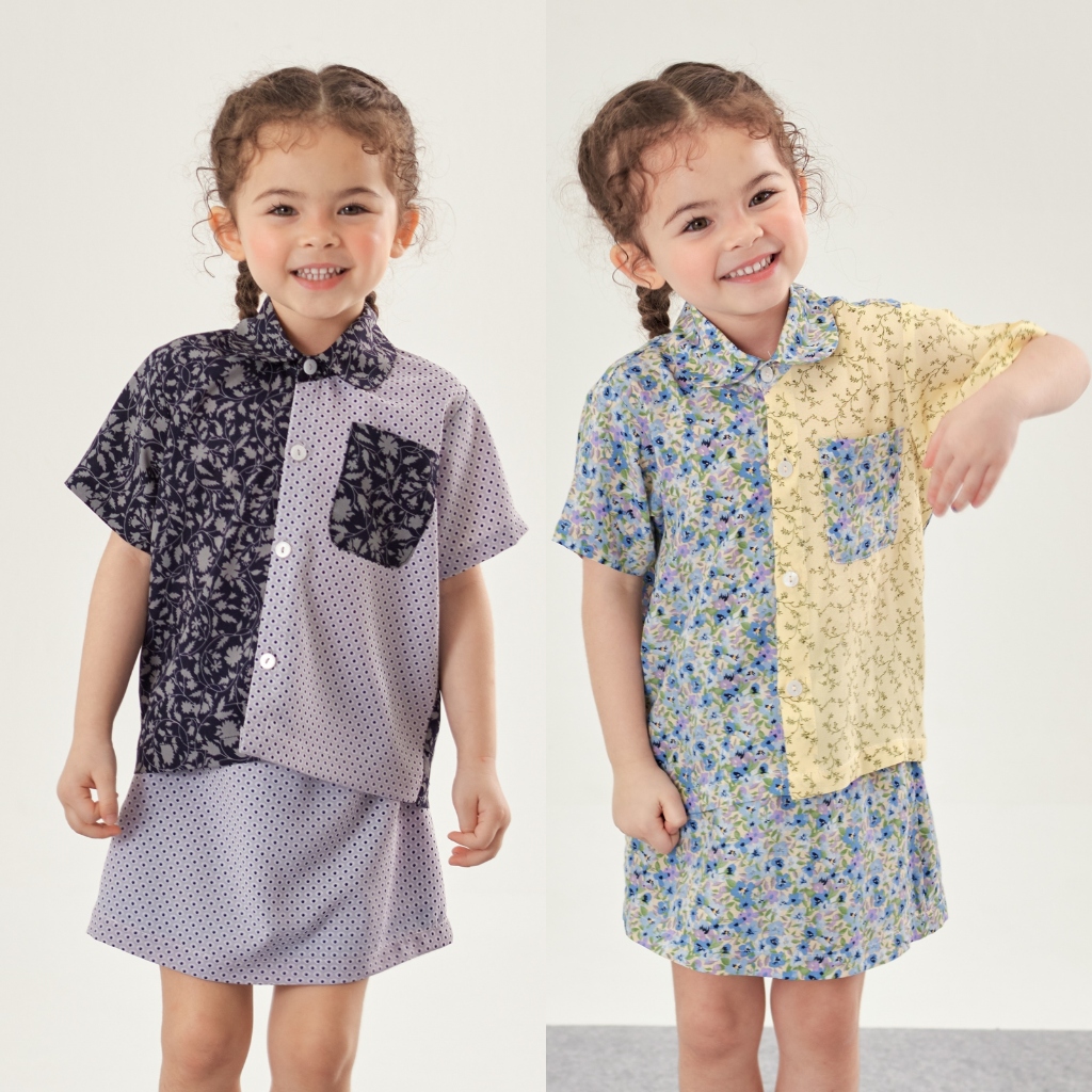 PIMNATTA Chacha Set (Limited) ชุดเซ็ตเด็กผู้หญิงสีทูโทน (อายุ 1-6 ขวบ) ใส่แมทช์กับชุดคุณแม่ได้
