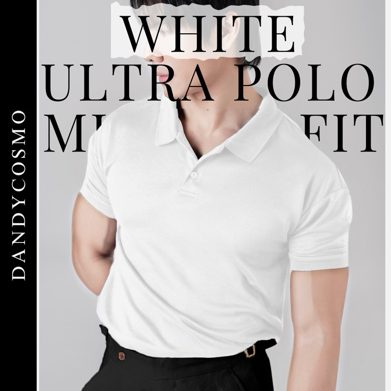 [สีขาว] Ultra POLO Muscle-Fit เสื้อโปโล หุ่นล่ำ รุ่น อัลตร้า ผ้าปิเก้ เสริมหุ่นสวย ผ้านุ่มมือสุด