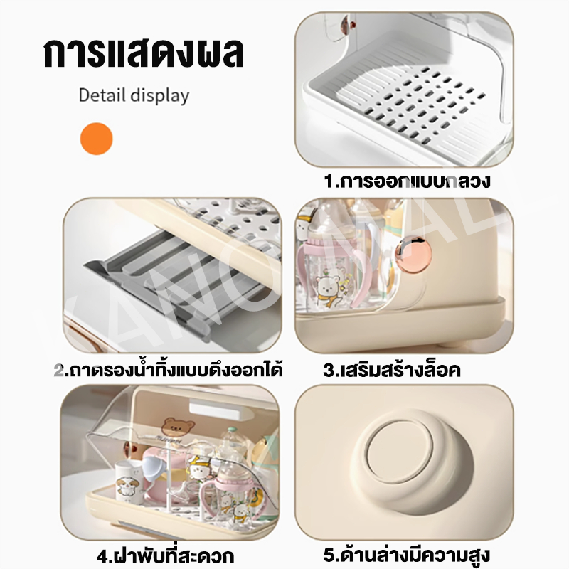 KANO กล่องเก็บขวดนมเด็ก ฝาปิดขวดนมกันฝุ่น ที่คว่ำขวดนมเด็ก ที่เก็บจุกนม ชั้นเก็บถ้วย ที่เก็บขวดนม รูปที่ 4