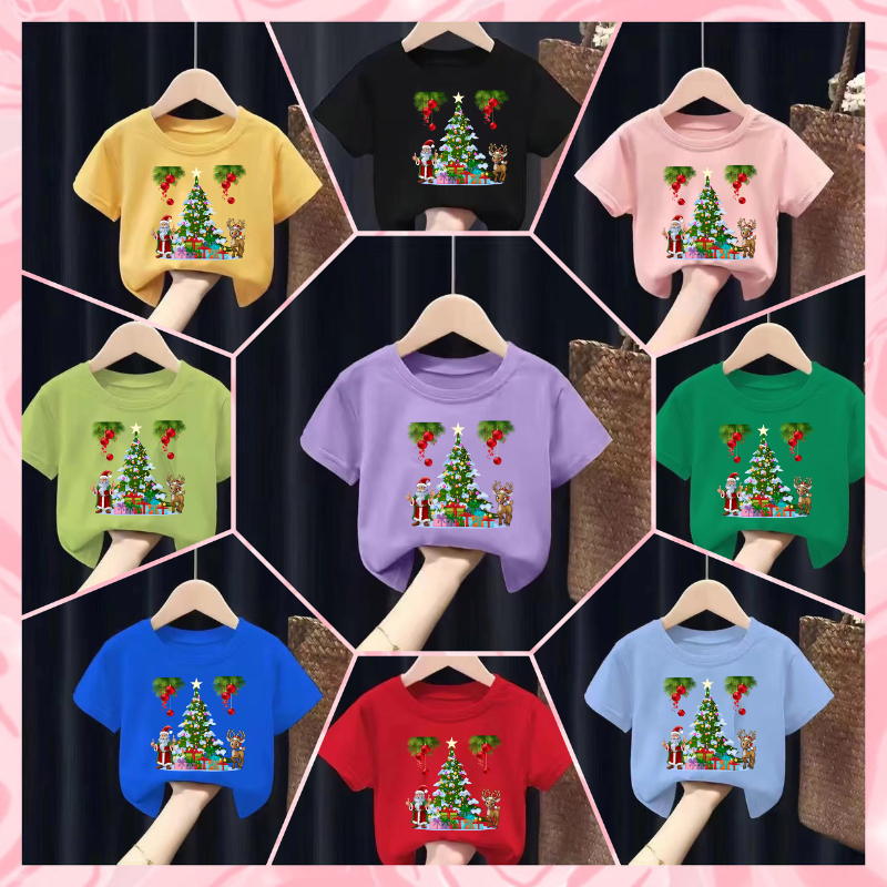 เสื้อยืดเด็กพิมพ์ลายการ์ตูน วันคริสต์มาส Merry Christmas น่ารักๆๆ เนื้อผ้าฝ้าย Pattern 703