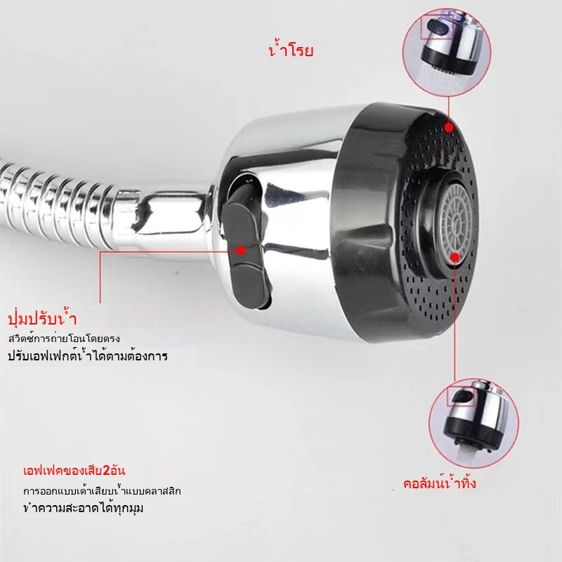 IMUTO ก๊อกน้ำซิงค์ ปรับได้ 2 ระดับ อุปกรณ์ครัว ก๊อกล้างจาน สแตนเลส 304 หมุนได้360