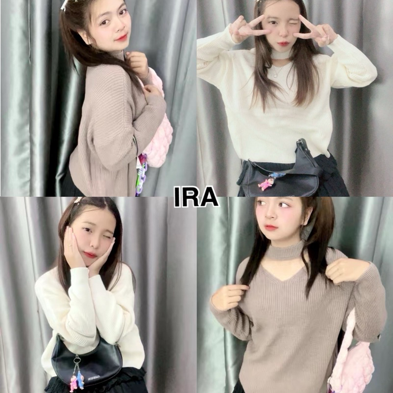 BY IRAเสื้อไหมพรม แขนยาว ดีเทลแต่งที่คอ สวยมากเก๊สุดๆ