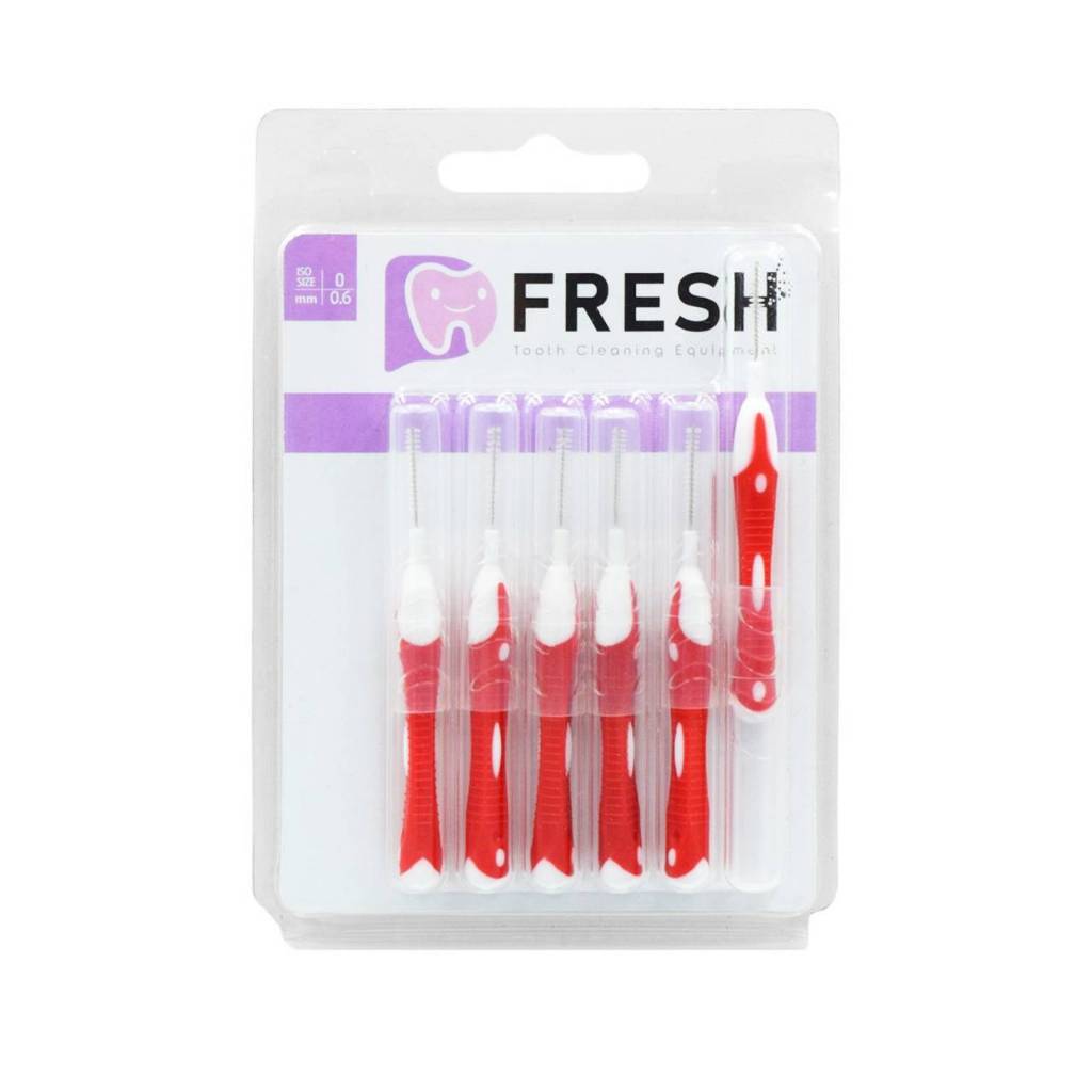 แปรงซอกฟันสำหรับคนจัดฟัน แปรงขัดซอกฟัน DFresh (สีฟ้าอ่อน) ขนาด 0.6 mm 6 ชิ้น ส่งด่วนทุกวัน!!!