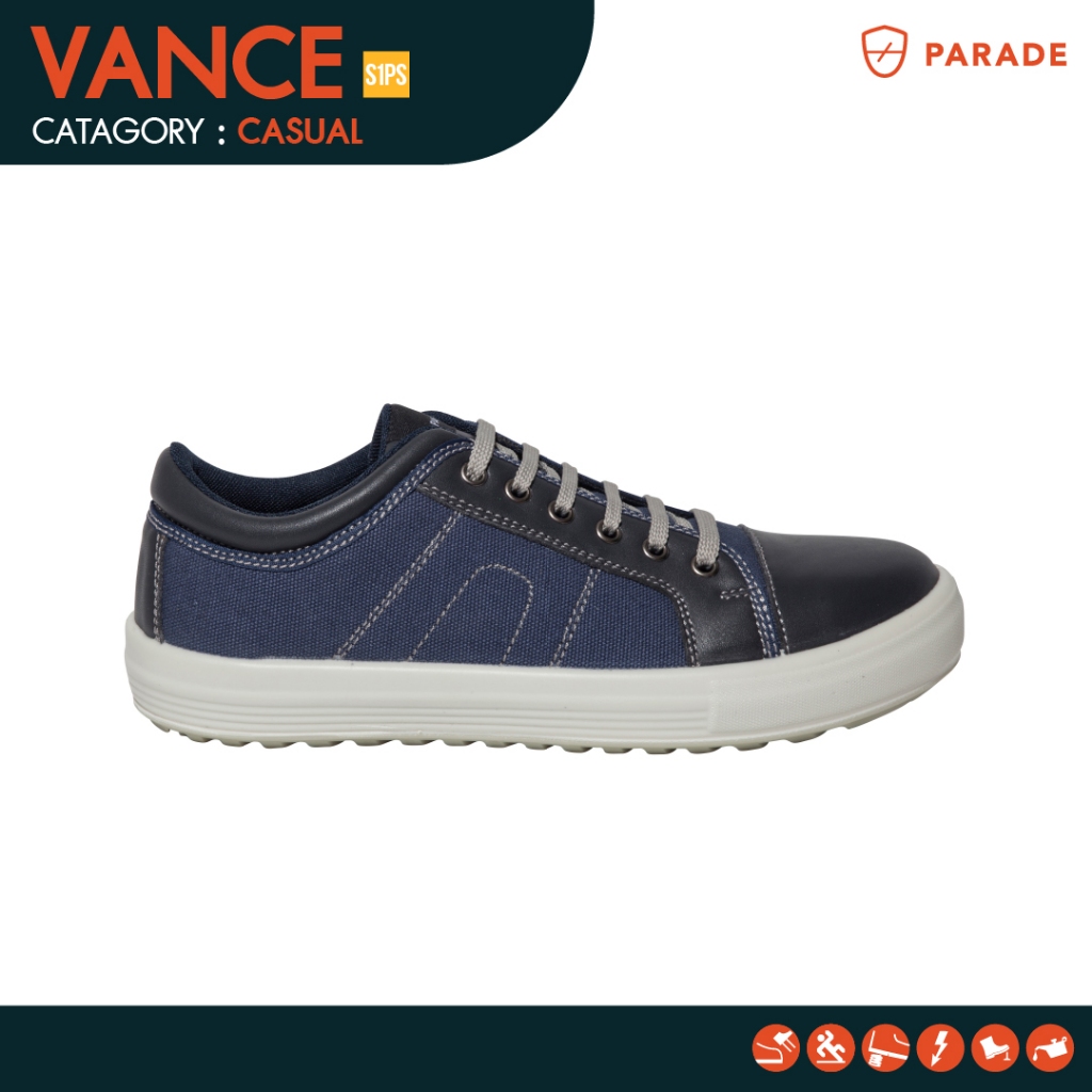 รองเท้าผ้าใบเซฟตี้ Parade รุ่น VANCE หัวเหล็ก กันลื่น กันทะลุ รองรับแรงกระแทกได้ดี