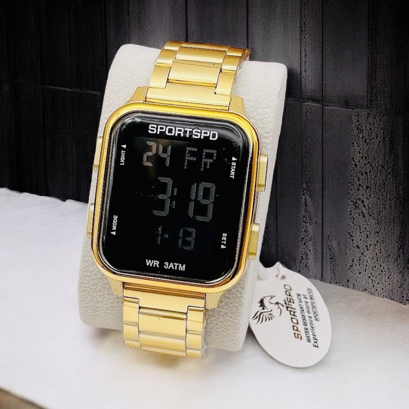 Sportwatch นาฬิกาข้อมือดิจิทัล ดิจิตอลสายเหล็ก สําหรับผู้ชาย  นาฬิกาแฟชั่นกีฬา จับเวลาตั้งปลุกได้