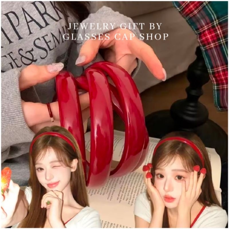 ❤️พร้อมส่ง❤️ ที่คาดผม หนังแก้วสีแดง  สไตล์เกาหลี สำหรับผู้หญิง [[ร้านไทย🇹🇭มีโค้ดส่งฟรี]]