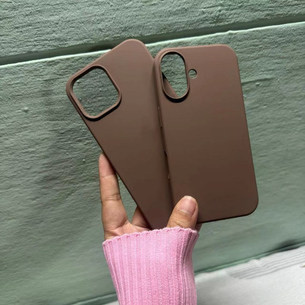 JH รุ่นใหม่เคสไอโฟน16 Csaeกำมะยี่สีพื้นสีน้ำตาลใหม่ มีโลโก้ สำหรับรุ่น