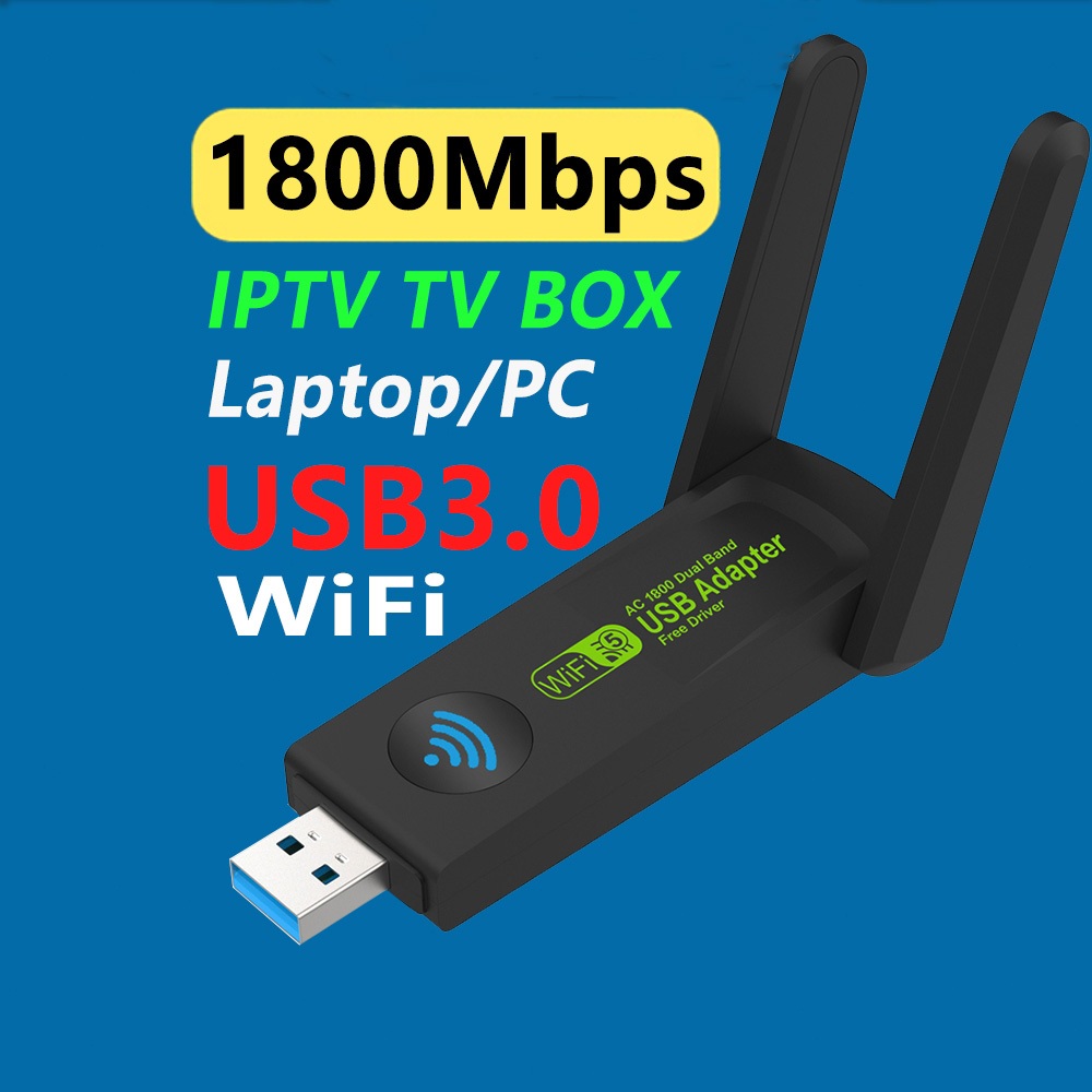 ตัวรับสัญญาณการ์ดเครือข่ายเครื่องส่งสัญญาณ WiFi 2.4Gไร้สายUSB3.0 อะแดปเตอร์WiFi 1800M เหมาะสำหรับคอมพิวเตอร์เรา