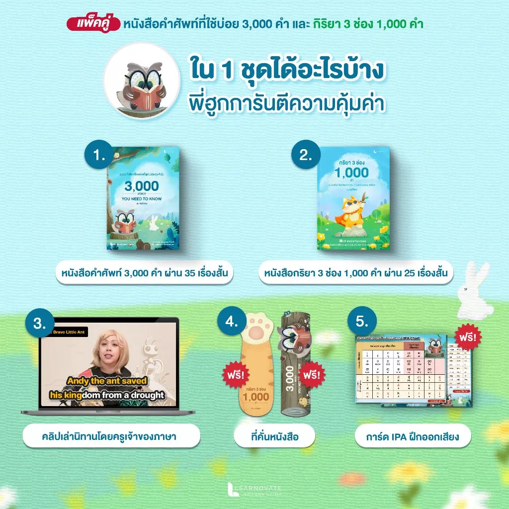 หนังสือคำศัพท์จากนิทาน 3000 คำที่พบบ่อย และ กริยา 3 ช่อง 1000 คำ พร้อมคลิปเล่านิทาน thumbnail 4
