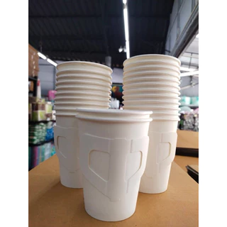 ZX แก้วกาแฟร้อน แก้วกระดาษ 8 ออนซ์ สีขาวล้วน มีหูจับ/ไม่มีหูจับ บรรจุ 50 ชิ้น