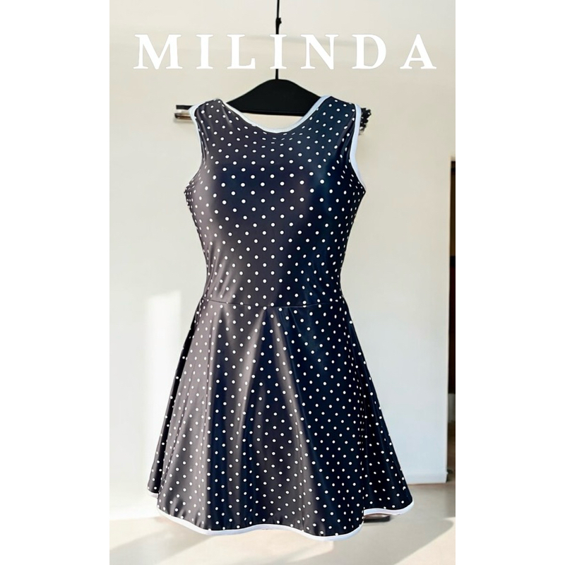 รุ่น Milinda ลายจุด บอดี้สูทชุดว่ายน้ำกระโปรง ด้านในเป็นขาสั้น