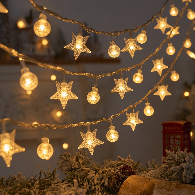 ไฟ LED นางฟ้าตกแต่งต้นคริสต์มาสไฟสตริงเกล็ดหิมะไฟดาวสำหรับคริสต์มาส แบตเตอรี่ ขับเคลื่อน led Christmas lights