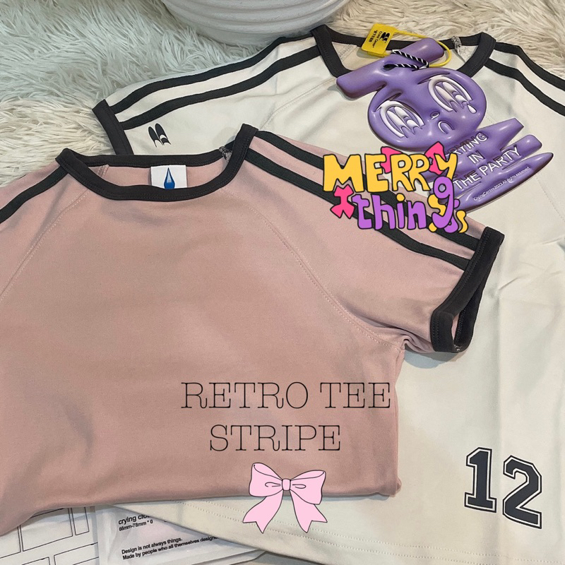 พร้อมส่ง Crying Center retro stripe tee จากช็อปแท้ (ใช้โค้ดลด30% max 1,000-)
