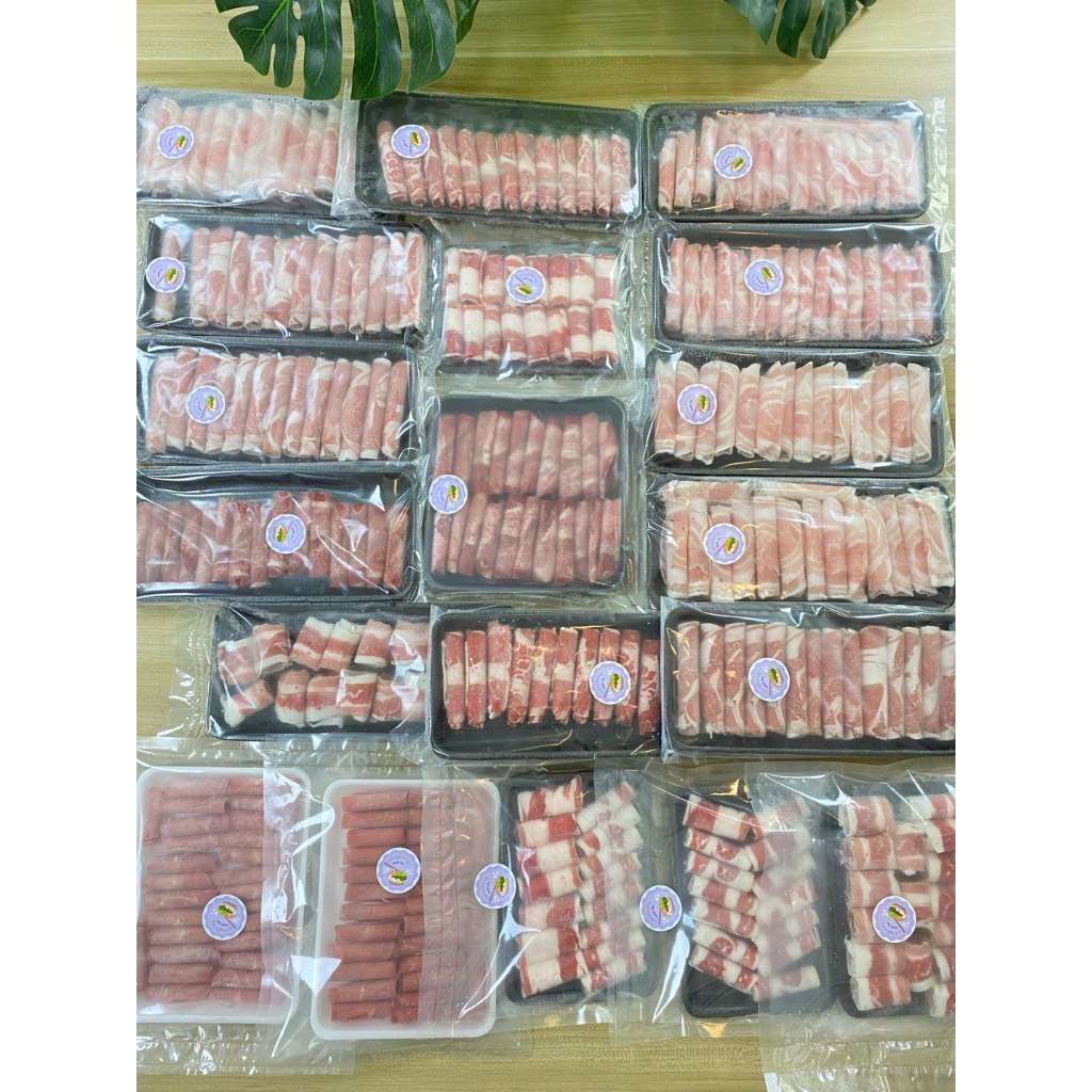 เนื้อสไลด์ รวมหมวดเนื้อ 120กรัม เนื้อแช่แข็งแบบสไลด์พร้อมทาน ส่งโดยรถควบคุมอุณหภูมิ ส่งทั่วไทย !!!
