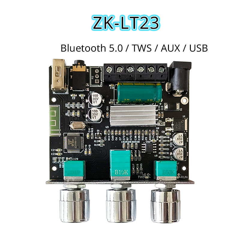 ZK LT23 แอมป์จิ๋ว 2.1 แท้ กำลังขับ 50+50+100วัตต์ TWS AUX USB บอร์ดขยายเสียงซับวูฟเฟอร์ แอมป์จิ๋ว2.1