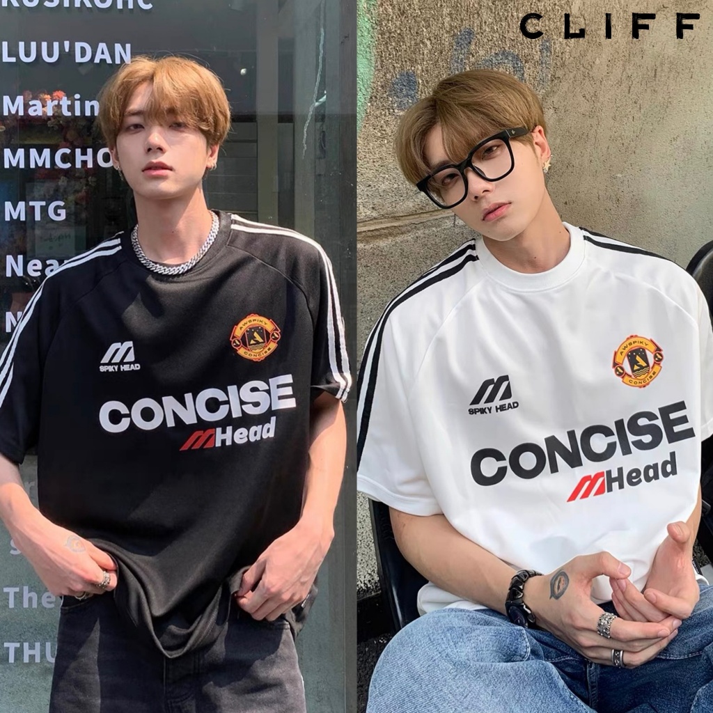 CLIFF -COD✅เสื้อยืดผู้ชาย ชุดคู่รัก แขนเสื้อ เสื้อผู้หญิง คอกลมแขนสั้น เย็บติดกัน พิมพ์ลาย