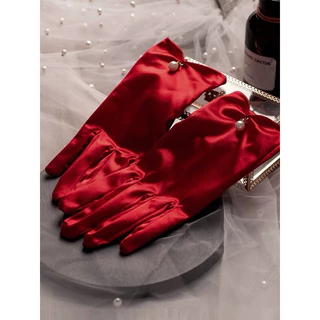 ถุงมือผ้าซาติน เรียบหรู ผ้าลื่นใส่สบาย ถุงมืองานเลี้ยง ปาร์ตี้