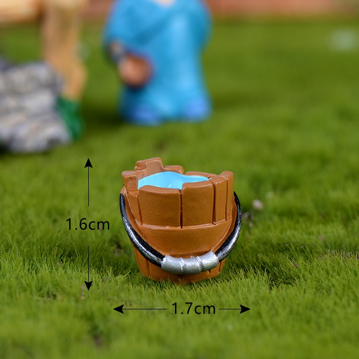 J047 ถังน้ำไม้เรซิ่นงานจิ๋ว