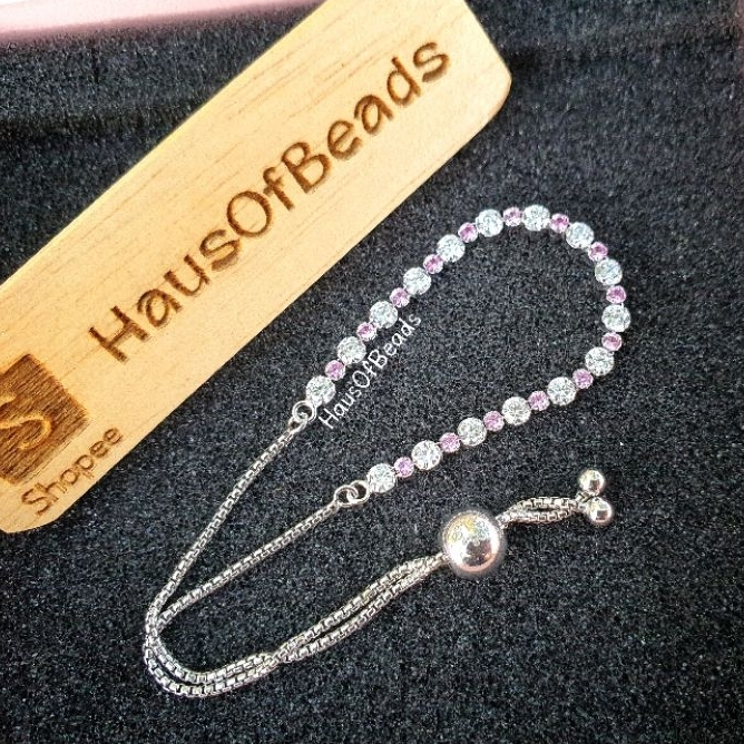 พร้อมส่ง ของแท้ 100% Pink & Clear Sparkle Slider Bracelet (แถมกล่องฟรี)