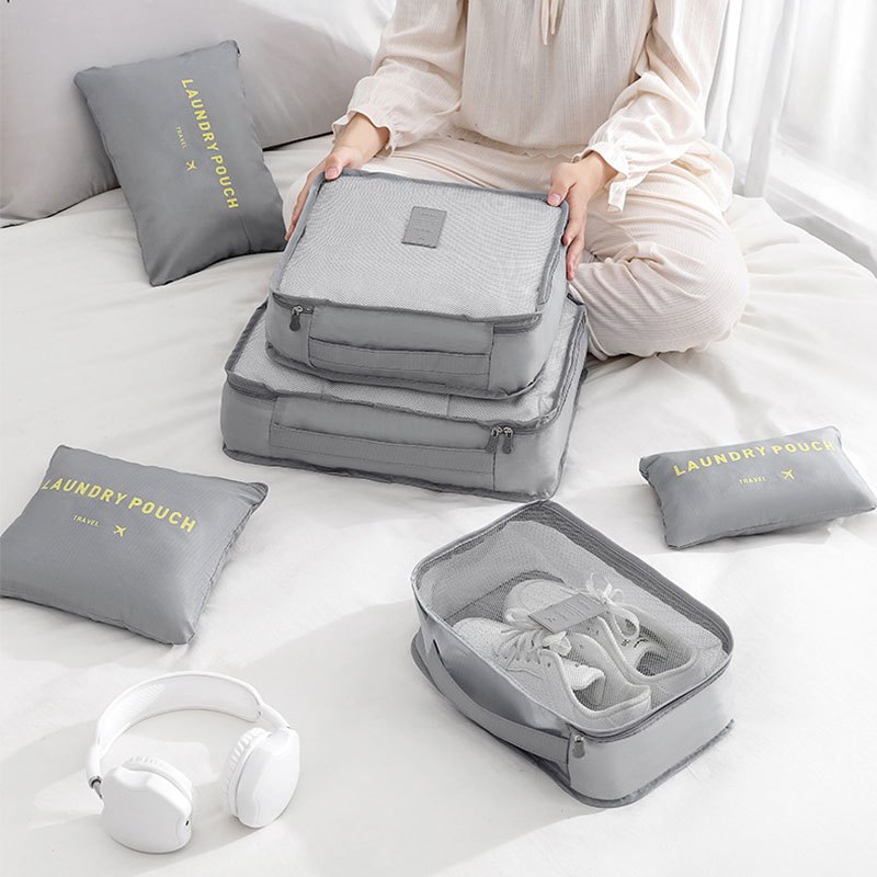 Life 6PCS กระเป๋าจัดระเบียบ ใส่เสื้อผ้า กระเป๋าเดินทาง ถุงซิปหนา เก็บเสื้อผ้า กระเป๋าชุด