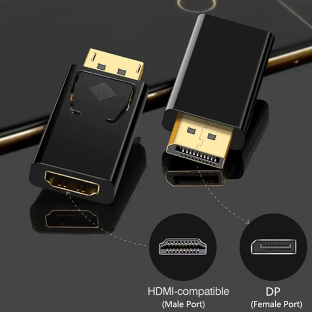 ตัวแปลง HDMI เป็น DP ชายกับหญิงพอร์ตจอแสดงผล 4K เป็นอะแดปเตอร์ที่รองรับ HDMI วิดีโอเสียงสาย HD