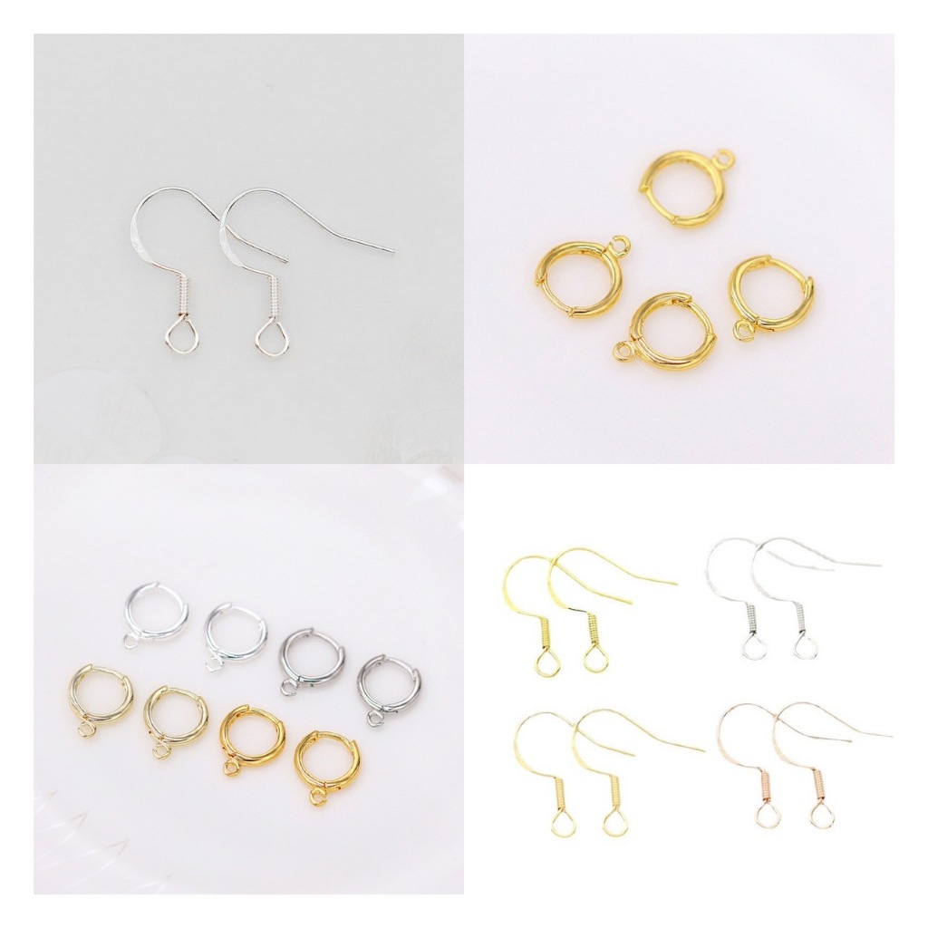 ก้านต่างหู ตะขอต่างหูเงิน ทองแท้ S925 (1ชุด/4ชิ้น)