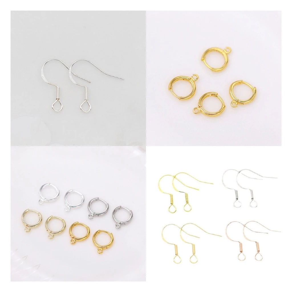 ก้านต่างหู ตะขอต่างหูเงิน ทองแท้ S925 (1ชุด/4ชิ้น)