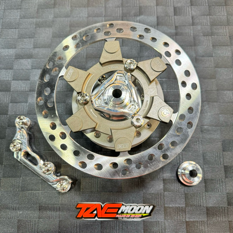 ✅ จาน Bu69 T-Drive สีฮาร์ท,สีดำ แบบครบชุด มี ดุมปาด,แผ่นรองจาน,ขาปั๊มด้วง,ชุดน็อต,บูทล้อ