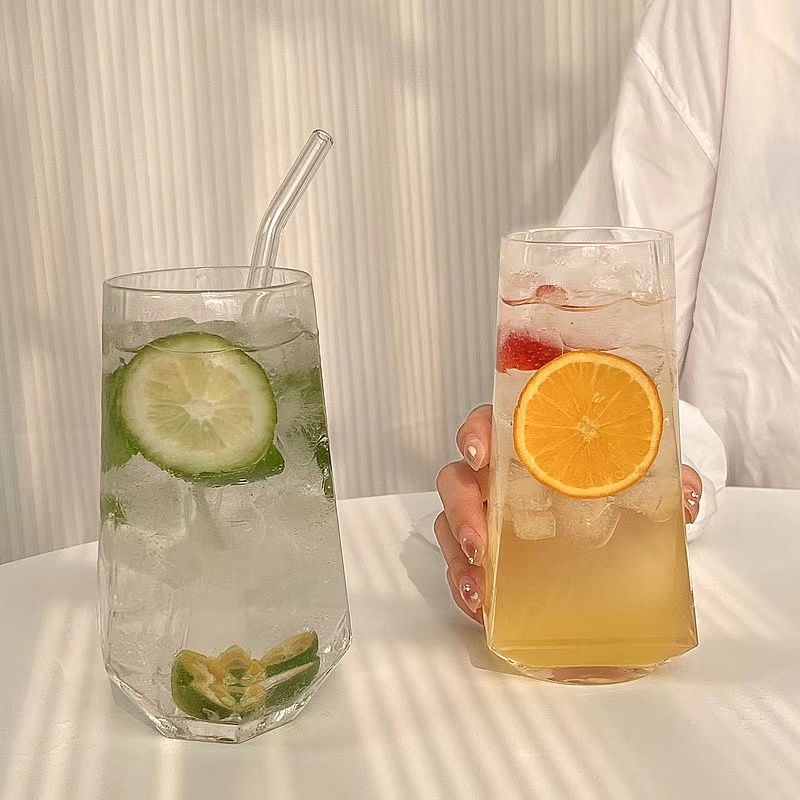 พร้อมส่ง แก้วเครื่องดื่มเย็น ทรงสูงสุดน่ารัก สไตล์มินิมอล คาร์เฟ่