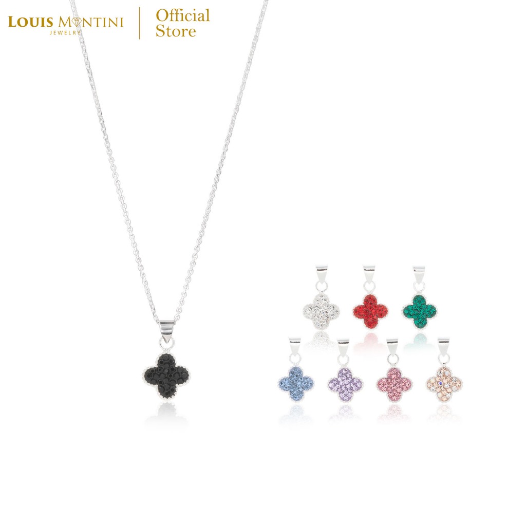 Louis Montini (Jewelry) Sterling Silver 925 Necklace สร้อยคอเงินแท้ 92.5% สร้อยคอผู้หญิง รูปดอกไม้ LJNC15