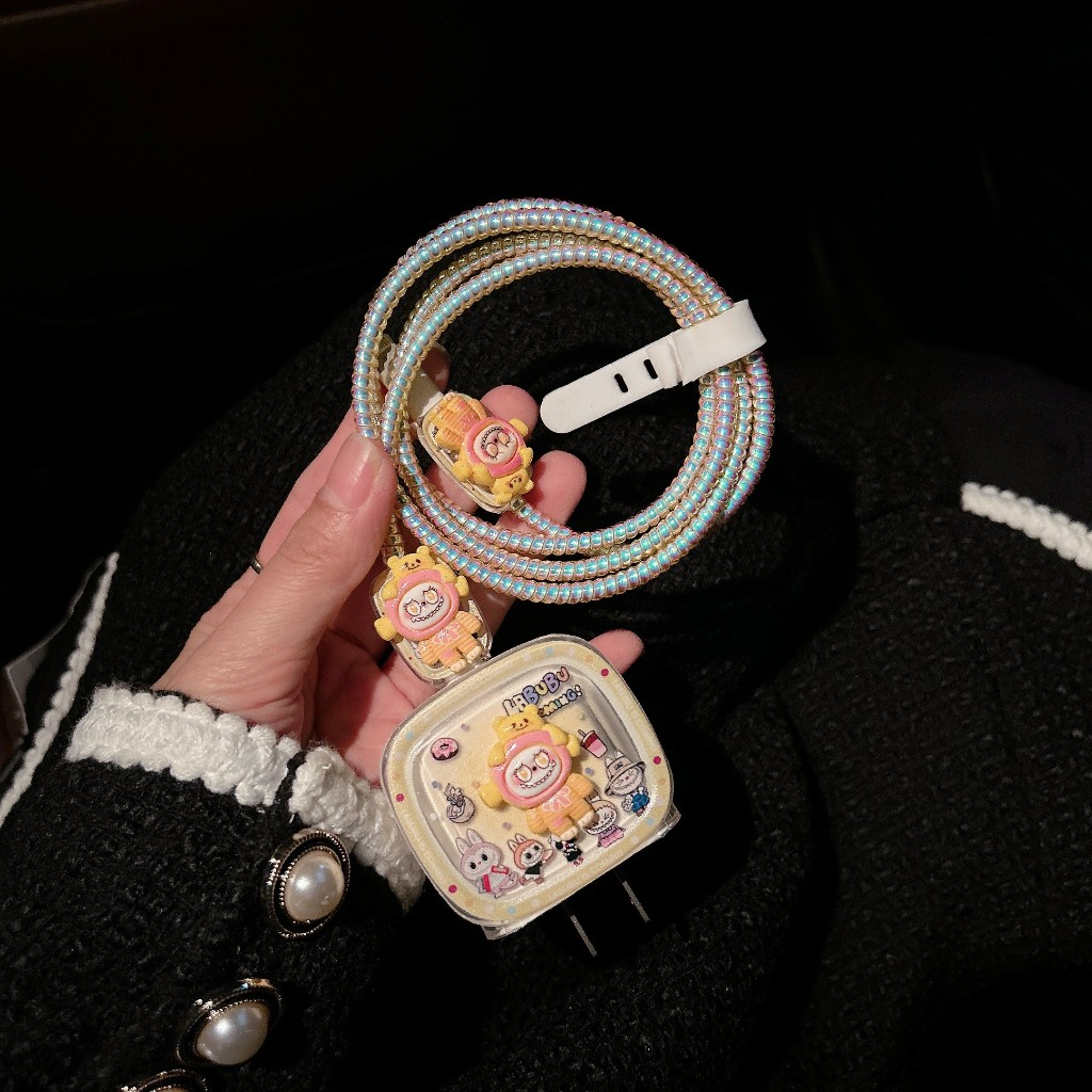 【บูบู้เหลือง】ชุดเเต่งสายชาร์จสำหรับสายชาร์ 18w 20wเคสอะเเดปเตอร์20วัต ตัวกันสายหัก 35W