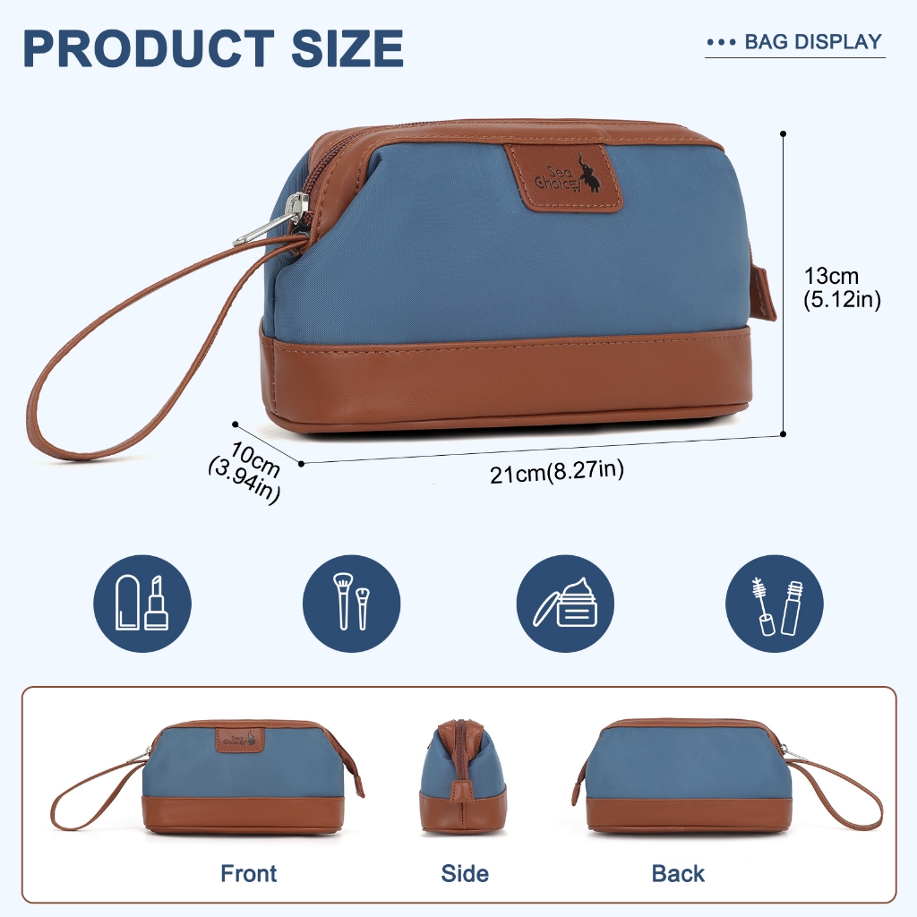 SeaChoice กระเป๋าเครื่องสำอางเดินทาง  Bag Cosmetic กระเป๋าเครื่องสำอางขนาดใหญ่  กระเป๋าซิปเปิดกว้าง กระเป๋าจัดระเบียบ