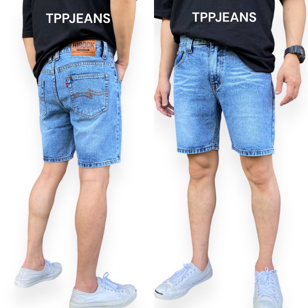 JEANSEXPRESS MICRO Shorts Men's กางเกงยีนส์ขาสั้นชายสีบลูฟอกซีด ความยาวเหนือเข่า เป้า ซิป Size 28-36 รับชำำระปลายทาง