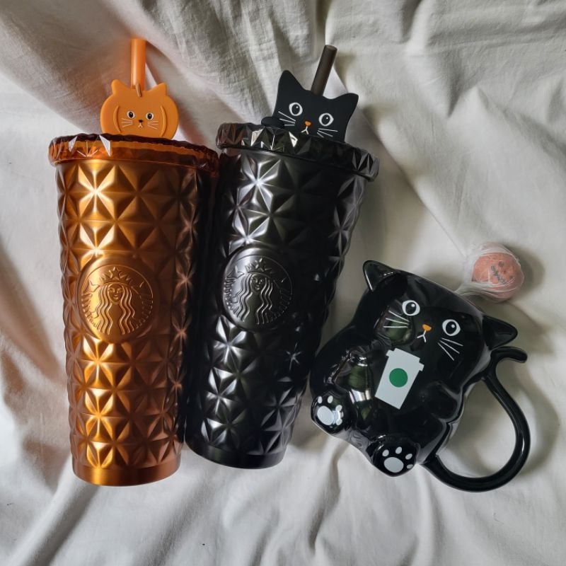 Starbucks Black cat Witch's Halloween party ฮัลโลวีน Stanless Steel Hipster Ghosts Kitten Cold Cup 1