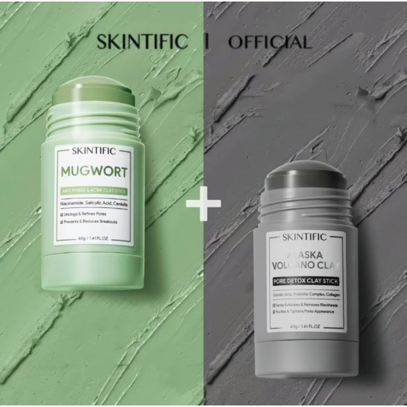 SKINTIFIC Niacinamide Boost Clay Mask Stick/ Mugwort Clay Mask Stick 40g/Volcanic mud mask stick