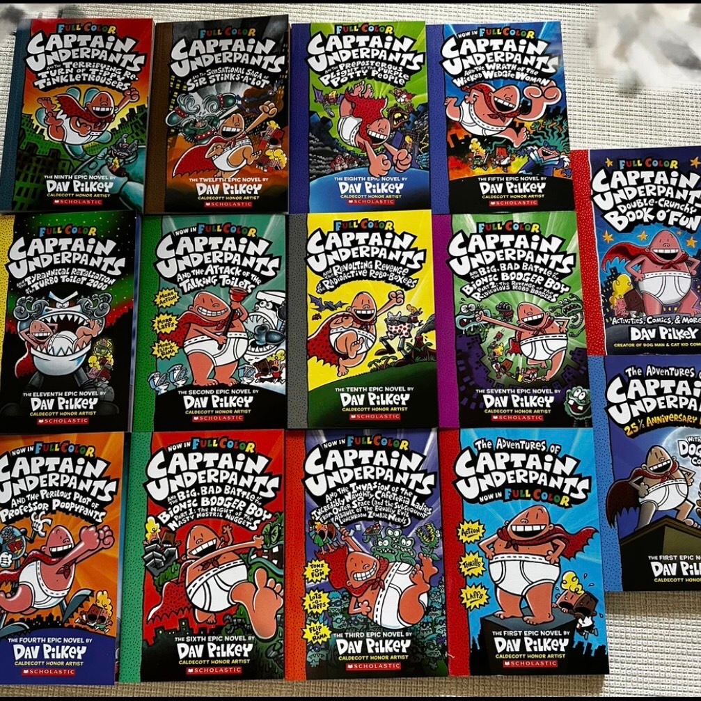 The Captain Underpants Full Color Collection 1-14 Book Set Dav Pilkey Paperback "กัปตันอันเดอร์แพน"