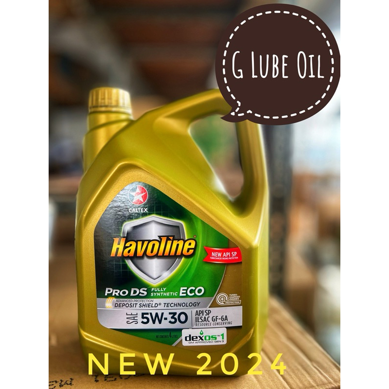 CALTEX Havoline (New 2024 สังเคราะห์แท้) Pro DS Fully Synthetic ECO5 SAE 5w-30 New Upgrade to API SP 4 ลิตร