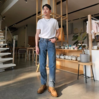 Golden Zebra Jeans กางเกงยีนส์ชายผ้าไม่ยืดขากระบอกเล็กไซส์เล็กไซส์ใหญ่ 535#GR