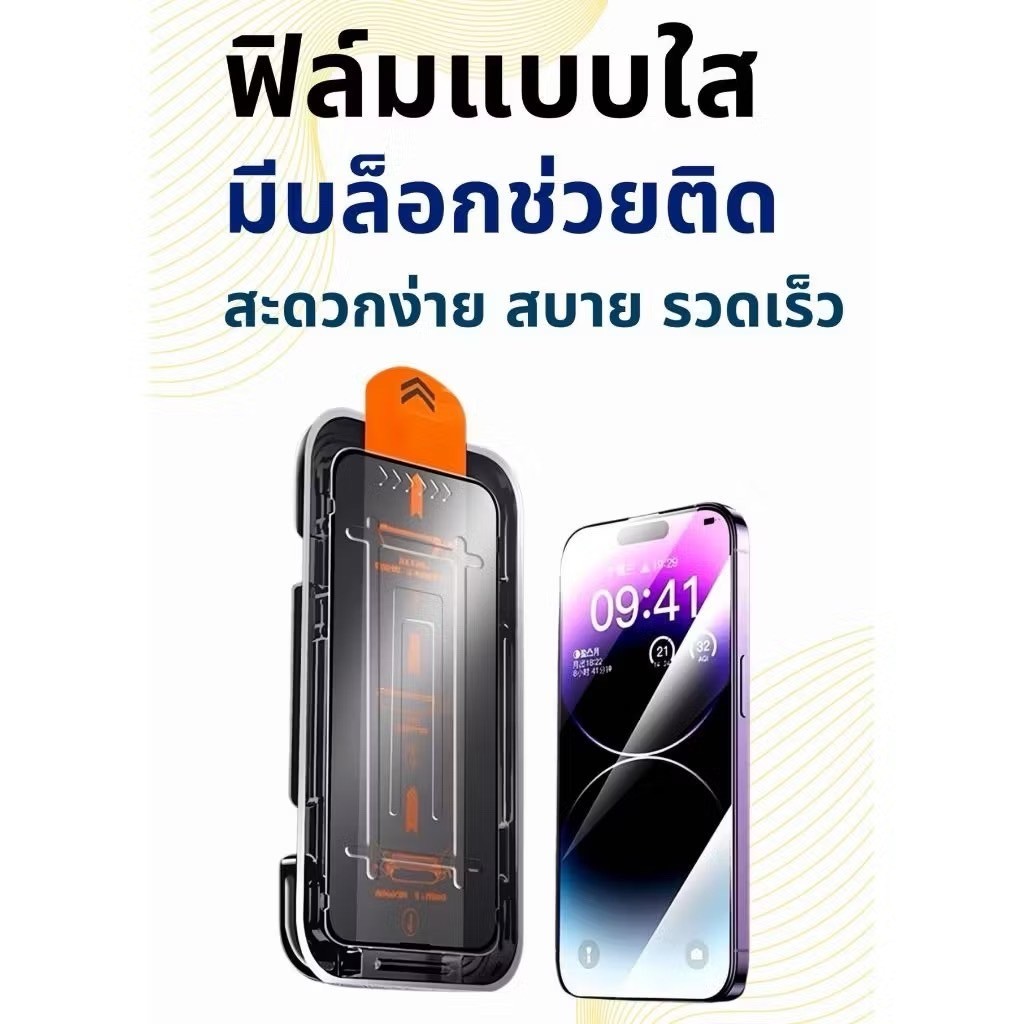 ติดง่าย ฟิล์มกระจกไอโฟน แบบเต็มจอใสHD for IPhone 16/15ProMax X XR XS Max 11 12 13 14 15 Plus