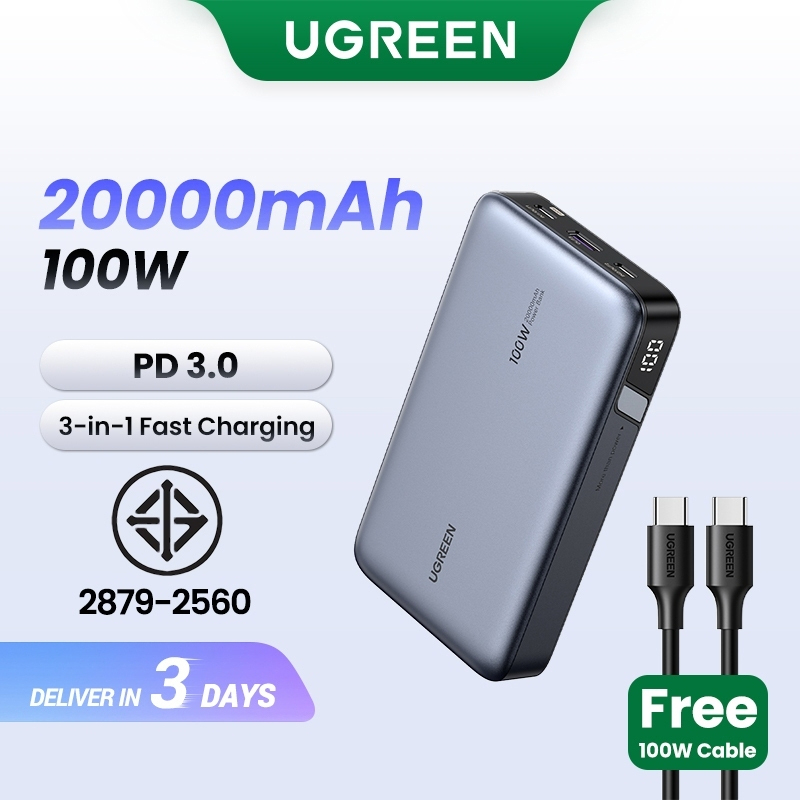 Ugreen 100W 20000mAh Power Bank แบบพกพา PD Fast Charging PowerBank