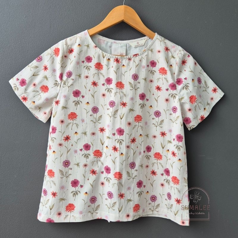 cotton Slub #งานขายดี เสื้อลายดอก ดีเทลทวิตหลัง
