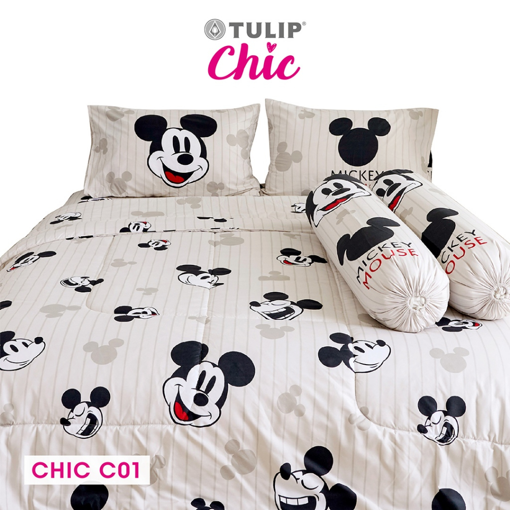 TULIP CHIC มิกกี้เมาส์ CHIC C01 Mickey ลิขสิทธิ์แท้ดิสนีย์ ชุดผ้าปู ผ้าห่มนวม สไตล์มินิมอล สัมผัสนุ่มไม่ระคายผิว