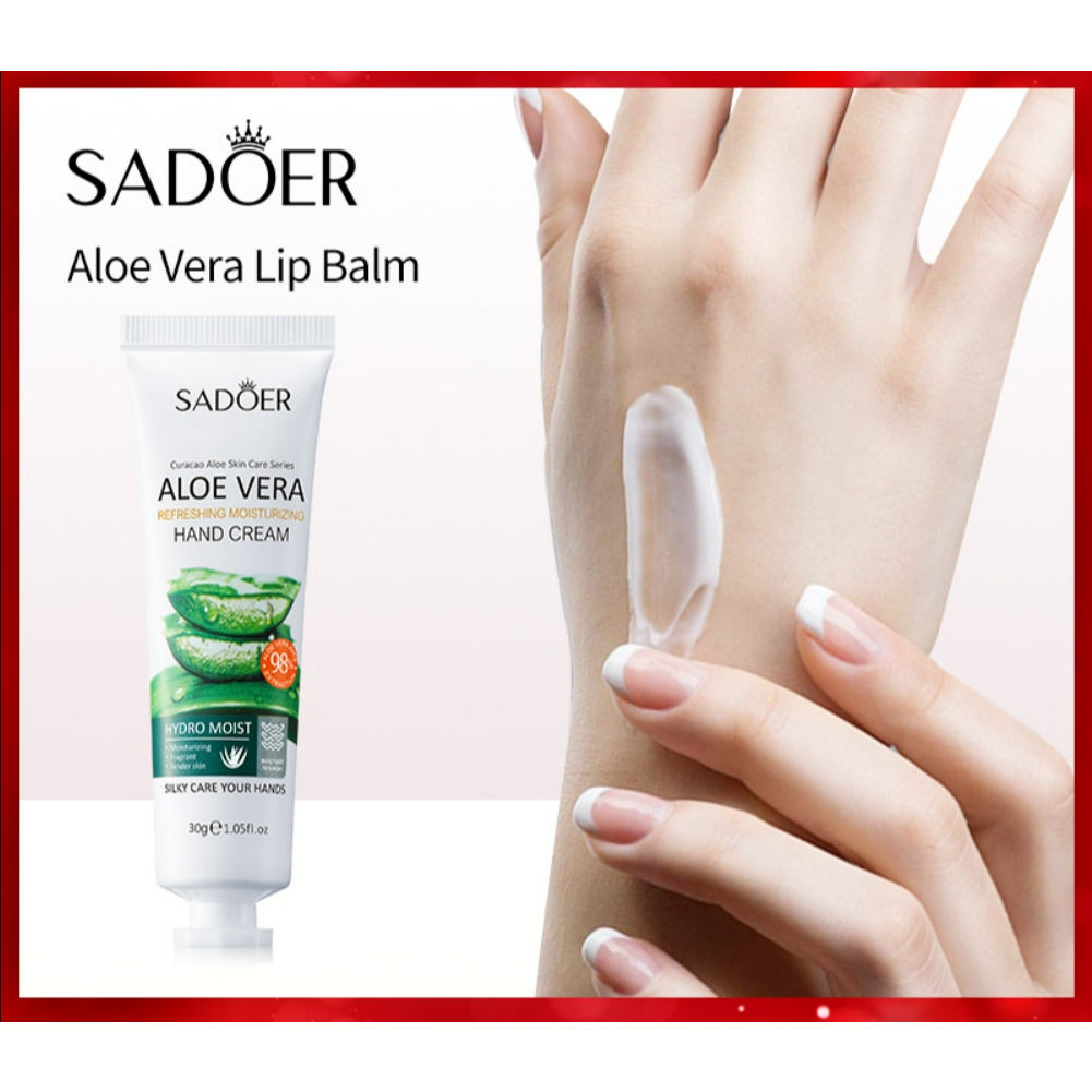 Sadoer Aloe Vera Hand Cream ครีมทามือ สูตรว่านหางจระเข้ โลชั่นทามือ 30 g.