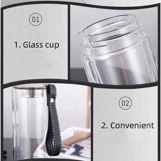 MIPH 500ml ผนังคู่แก้วขวดน้ำชาแยกน้ำถ้วยขวดน้ำ