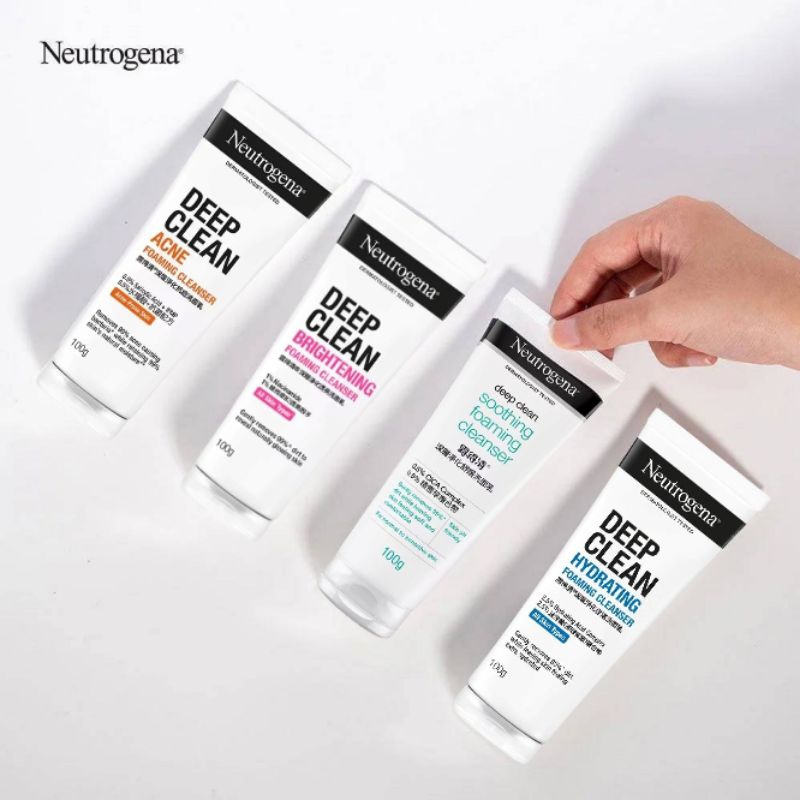 Neutrogena Deep Clean Foaming Cleanser 100g. 150g. นูโทรจีนา ดีพคลีน โฟมมิ่ง คลีนเซอร์  โฟมล้างหน้า 100 กรัม 150 กรัม