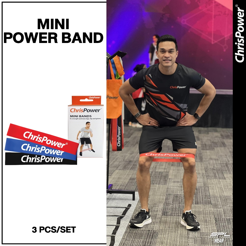 ChrisPower ยางยืดบริหารร่างกายMiniBands 3P/S (1 กล่อง บรรจุ 3 ชิ้น) ขนาด 27.5x0.8 Color R-BL-BK (280)