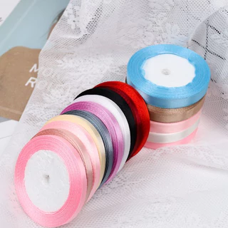 ริบบิ้นผ้าซาติน ริบบิ้นผ้าซาติน 2 ด้าน ขนาด0.6 cm ยาว25 หลา DIY สําหรับตกแต่งบรรจุภัณฑ์