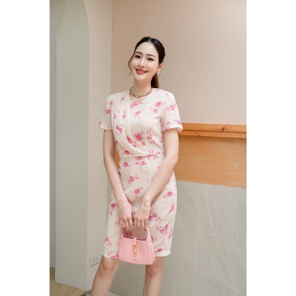 PD297 Nude Floral Dress