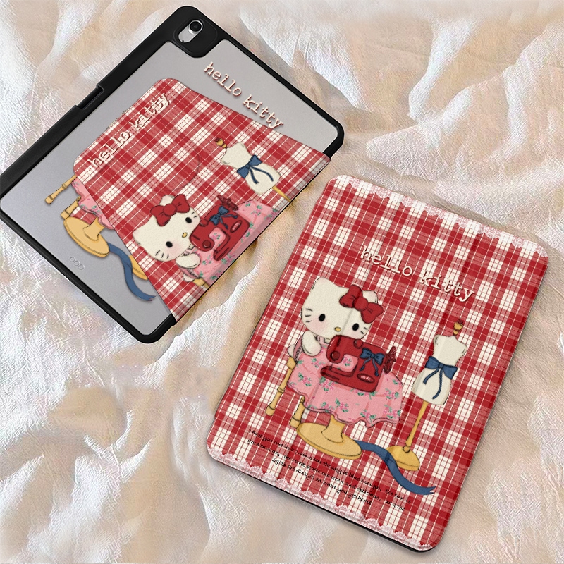 24 ชั่วโมงเคส เคสiPadหมุน 360°Air5 Gen9 hello kitty ช่องใส่ปากกาขวา Acrylic เคส ipad AIR6/4